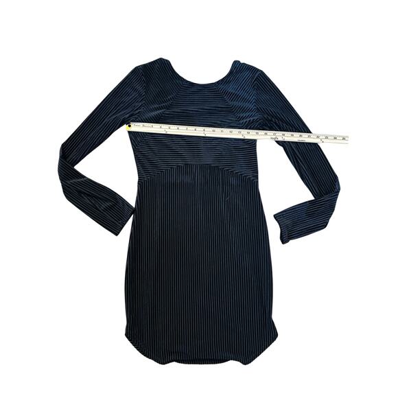 Vintage Windsor Black 90s Stretch Velvet Pinstripe Dress Size M MadeinUSA Party - Picture 5 of 9